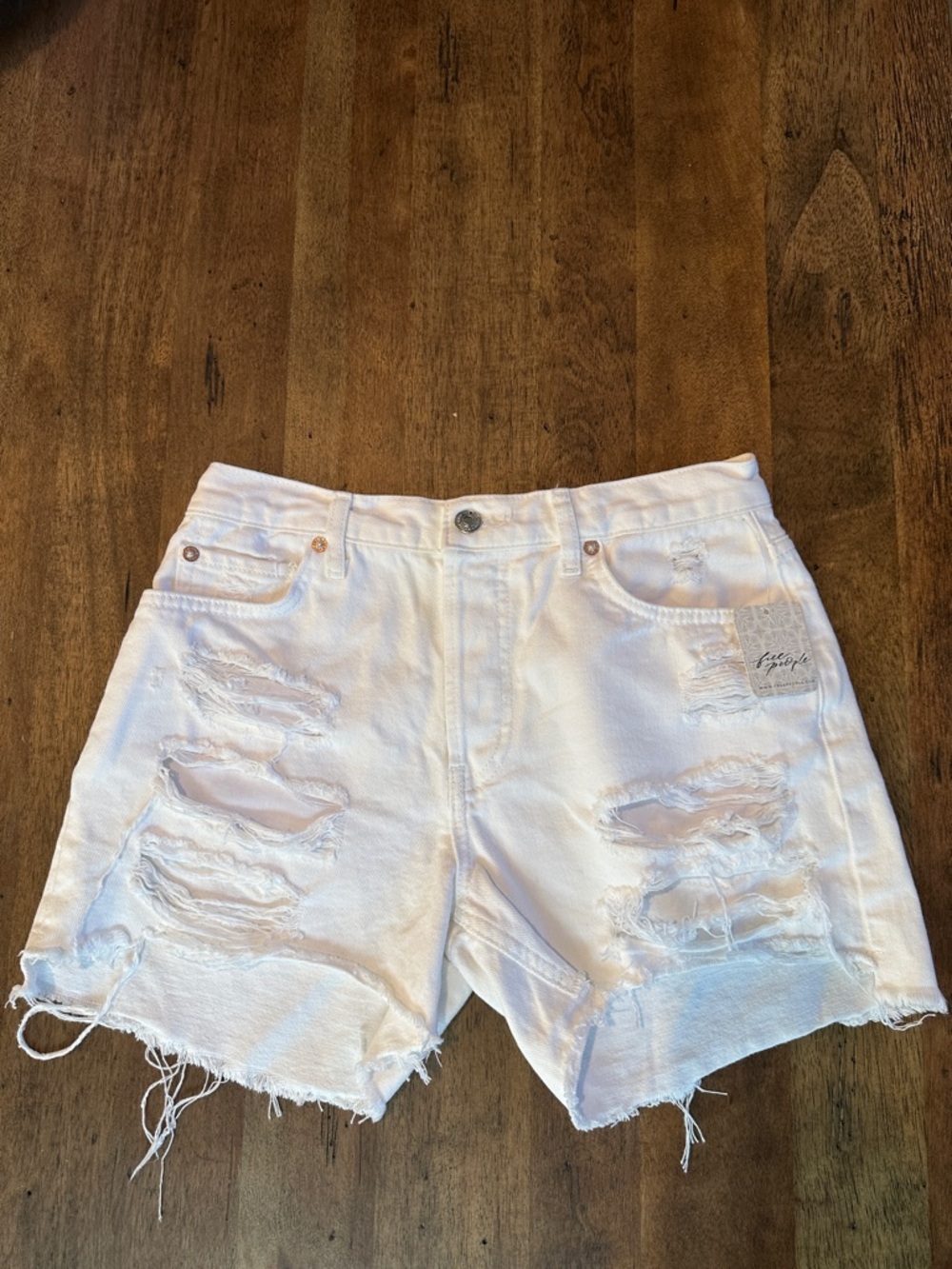 Free People We the Free White Distressed Women's Denim Shorts Size 25